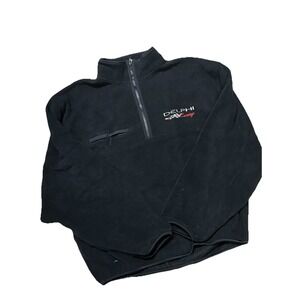 Vintage‎ Delphi Racing Fleece Pullover 1/4 Zip Black CYRK M Boxy Fit